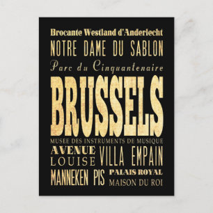 Brussels City of Belgium Typography City Art Postcard