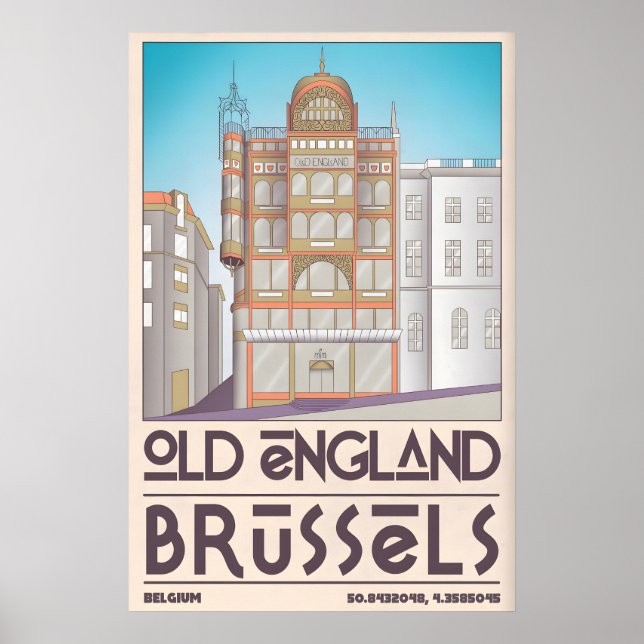 Brussels City Poster Stylised Streetscape (Front)