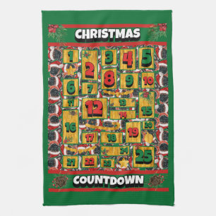 Brussels Countdown Christmas Advent Calendar Dog  Tea Towel