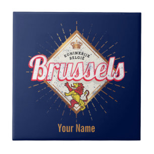 Brussels Europe Capital Belgium Retro Lion Vintage Ceramic Tile
