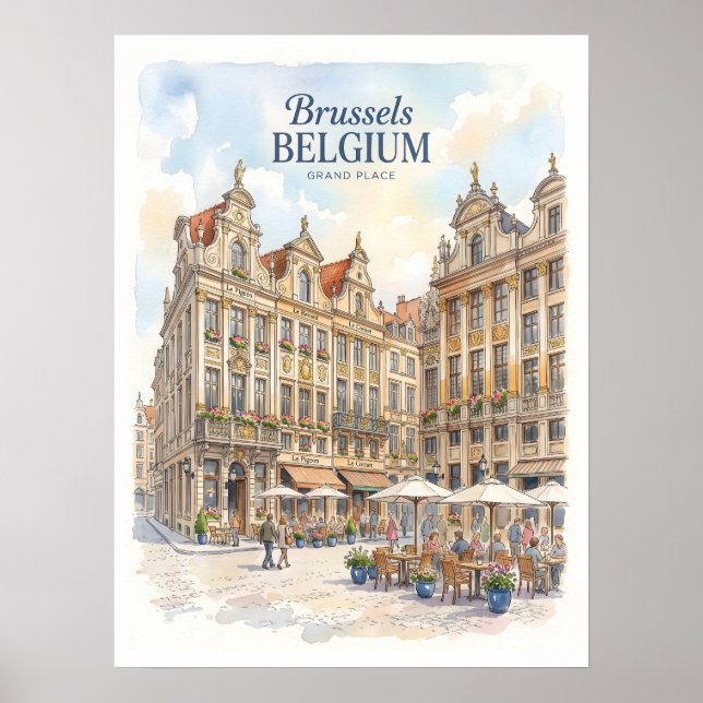 Brussels Grand Place Historic  Poster (Front)
