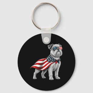 Brussels Griffon 4th Of July Aamerican Flag Dog Key Ring