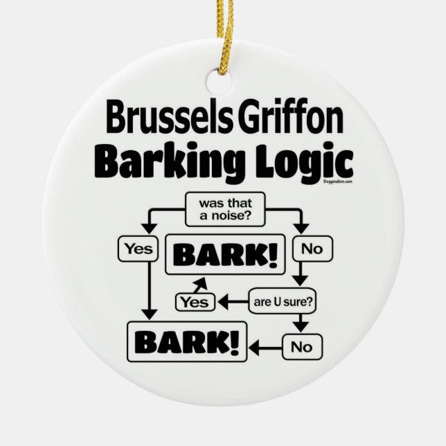 Brussels Griffon Barking Logic Ceramic Ornament (Front)