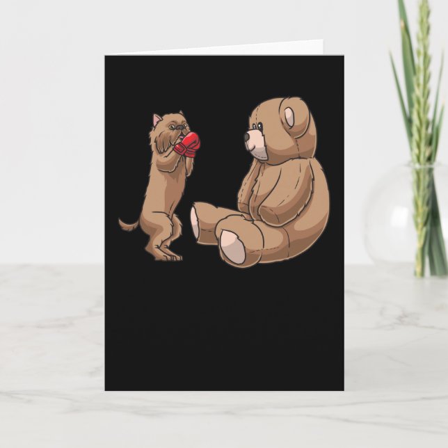 Brussels Griffon Bruxellois Dog & stuffed animal Card (Front)