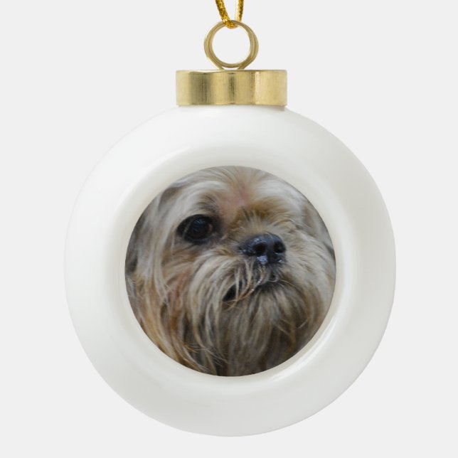Brussels Griffon Ceramic Ball Christmas Ornament (Front)