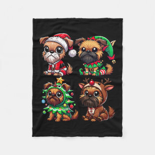 Brussels Griffon Christmas Tree Santa Elf Costume Fleece Blanket