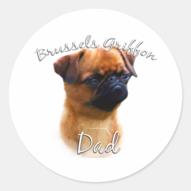 Brussels Griffon Dad 2 Classic Round Sticker (Front)