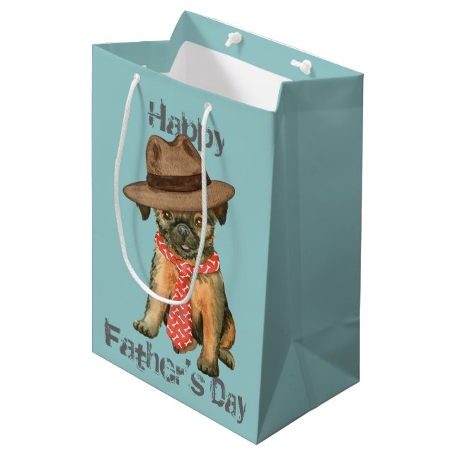 Brussels Griffon Dad Medium Gift Bag (Front Angled)