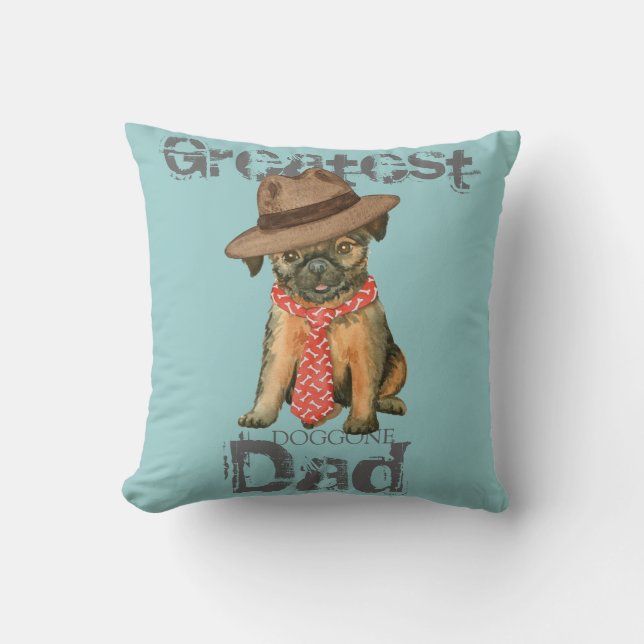 Brussels Griffon Dad Throw Pillow (Front)