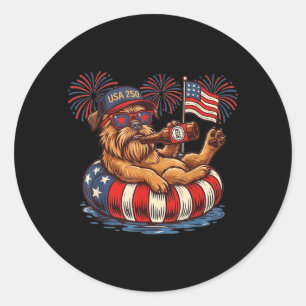 Brussels Griffon Dog 250th Aamerica Patriotic Usa Classic Round Sticker