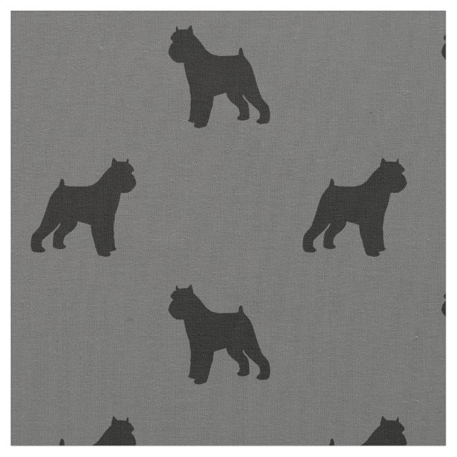 Brussels Griffon Dog Breed Silhouettes Patterned Fabric (Close Up)