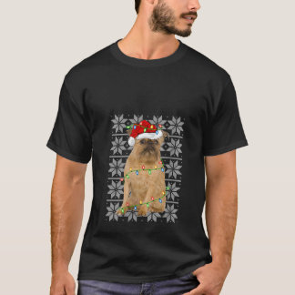 Brussels Griffon Dog Christmas Lights Santa Hat Ug T-Shirt