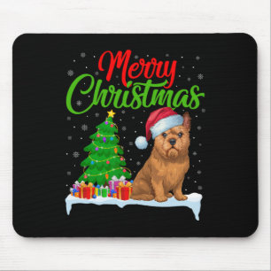 Brussels Griffon Dog Christmas Tree Lights Xmas Do Mouse Pad
