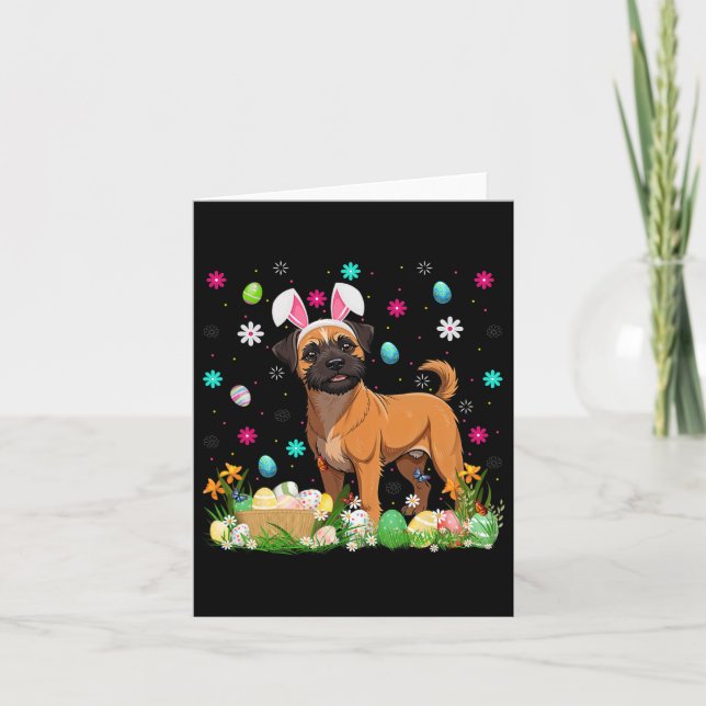 Brussels Griffon Dog Easter Egg Hunt Bunny Ear Hap Card (Front)