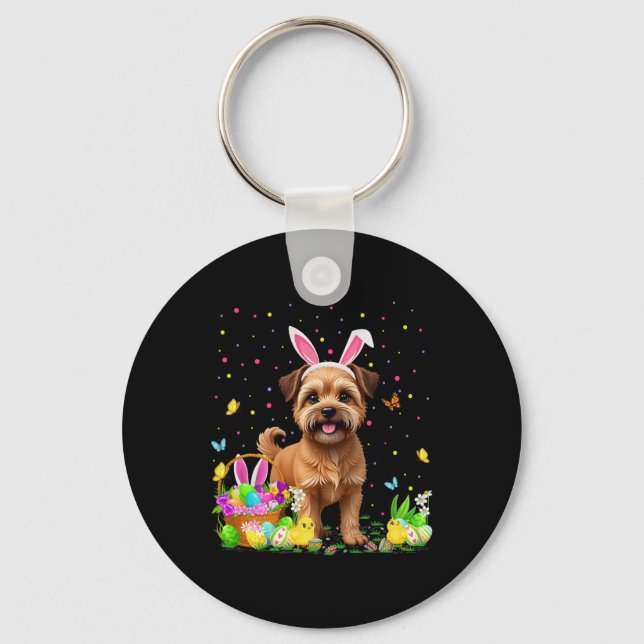 Brussels Griffon Dog Easter Egg Hunt Bunny Ear Hap Key Ring (Front)