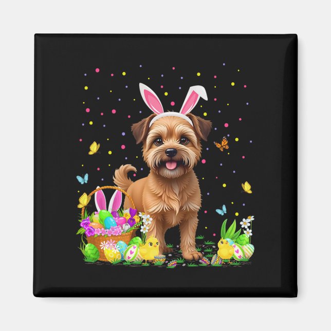 Brussels Griffon Dog Easter Egg Hunt Bunny Ear Hap Magnet (Front)