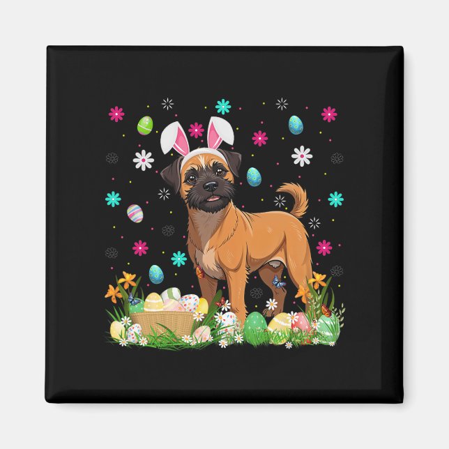 Brussels Griffon Dog Easter Egg Hunt Bunny Ear Hap Magnet (Front)