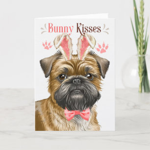 Brussels Griffon Dog in Bunny Ears for Easter Holiday Card