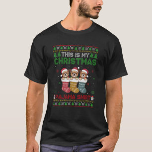 Brussels Griffon Dog in Christmas Socks Ugly Sweat T-Shirt