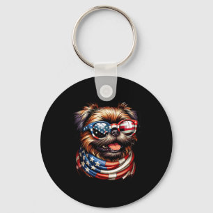 Brussels Griffon Dog Lover Us Flag 4th Of July Pat Key Ring
