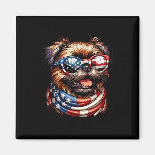 Brussels Griffon Dog Lover Us Flag 4th Of July Pat Magnet