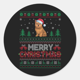 Brussels Griffon Dog Lovers Santa Hat Christmas Tr Classic Round Sticker