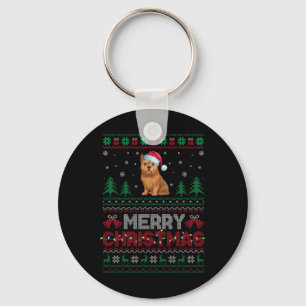 Brussels Griffon Dog Lovers Santa Hat Christmas Tr Key Ring