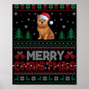 Brussels Griffon Dog Lovers Santa Hat Christmas Tr Poster