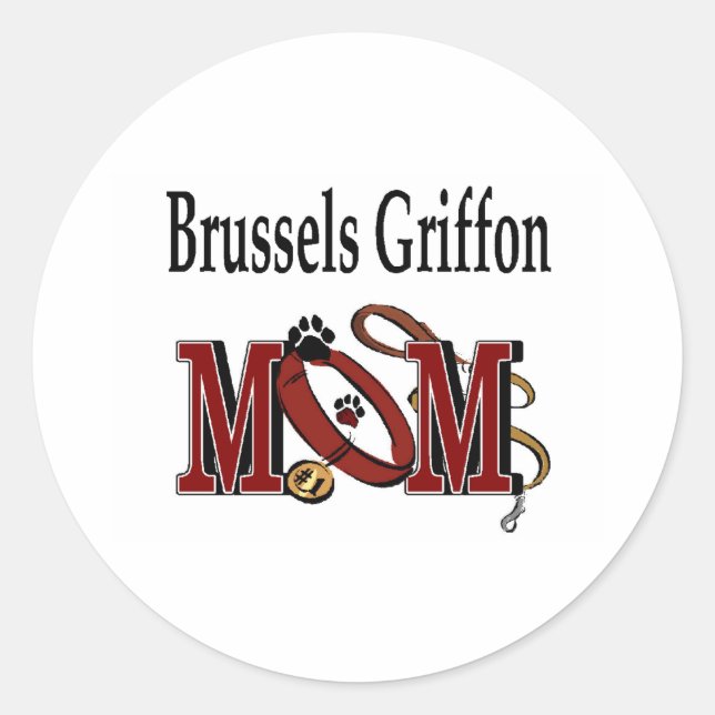 Brussels Griffon Dog MOM Classic Round Sticker (Front)