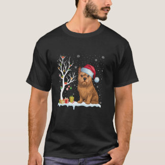 Brussels Griffon Dog Santa Hat Festive Tree Light  T-Shirt