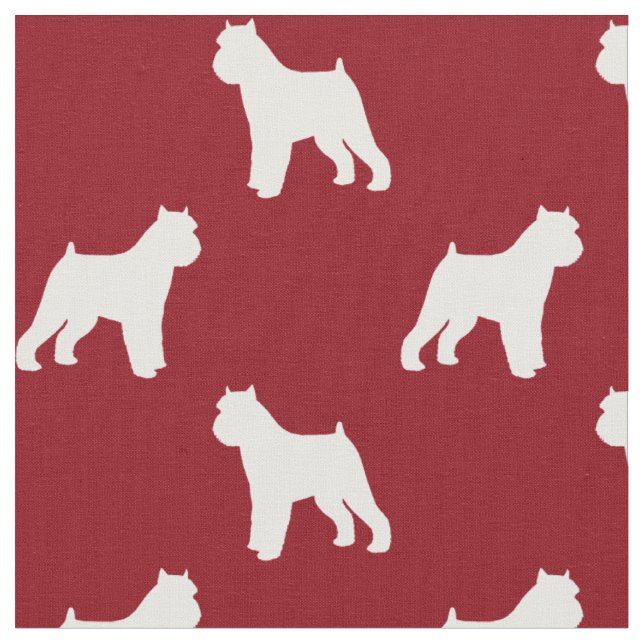 Brussels Griffon Dog Silhouettes Red and White Fabric (Close Up)