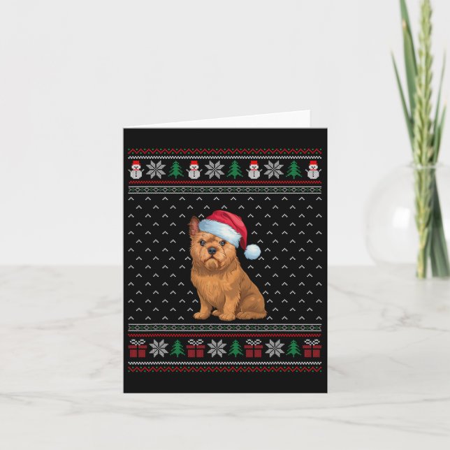 Brussels Griffon Dog Wearing Santa Hat Ugly Xmas D Card (Front)
