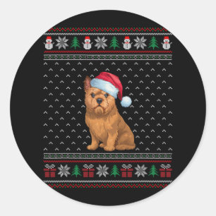 Brussels Griffon Dog Wearing Santa Hat Ugly Xmas D Classic Round Sticker