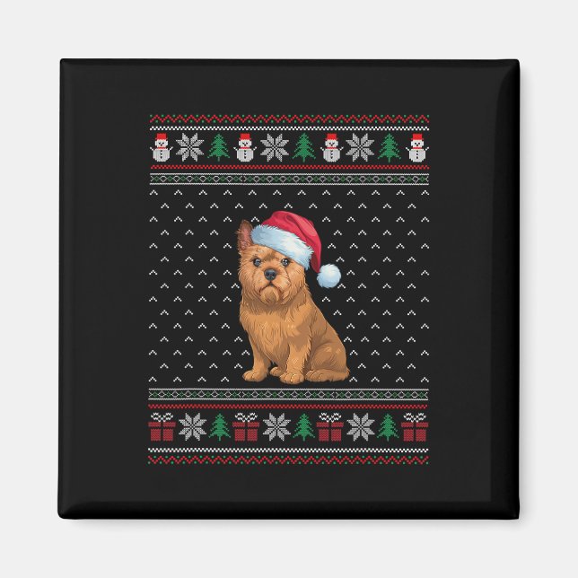 Brussels Griffon Dog Wearing Santa Hat Ugly Xmas D Magnet (Front)