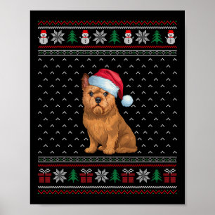 Brussels Griffon Dog Wearing Santa Hat Ugly Xmas D Poster