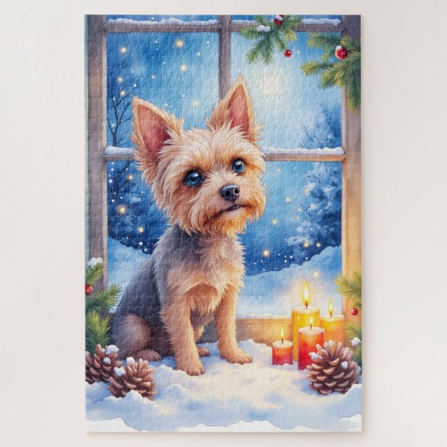 Brussels Griffon Frosted Window Christmas Art Jigsaw Puzzle (Vertical)