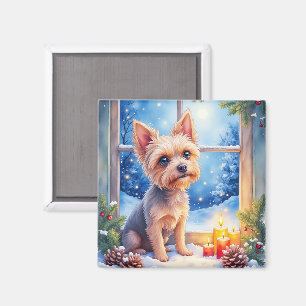 Brussels Griffon Frosted Window Christmas Art Magnet