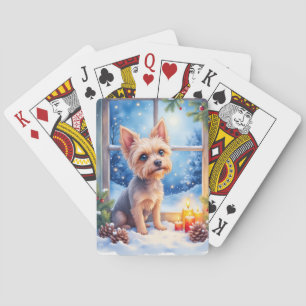 Brussels Griffon Frosted Window Christmas Art Playing Cards