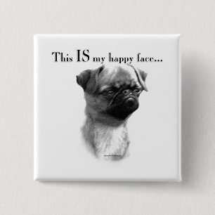 Brussels Griffon Happy Face 15 Cm Square Badge