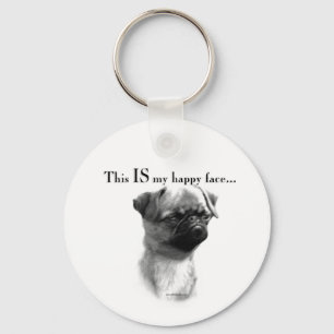 Brussels Griffon Happy Face Key Ring