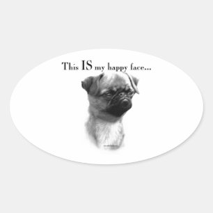 Brussels Griffon Happy Face Oval Sticker
