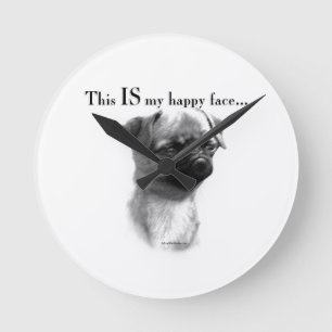 Brussels Griffon Happy Face Round Clock