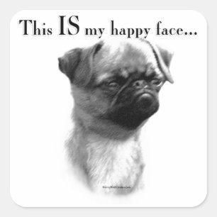 Brussels Griffon Happy Face Square Sticker