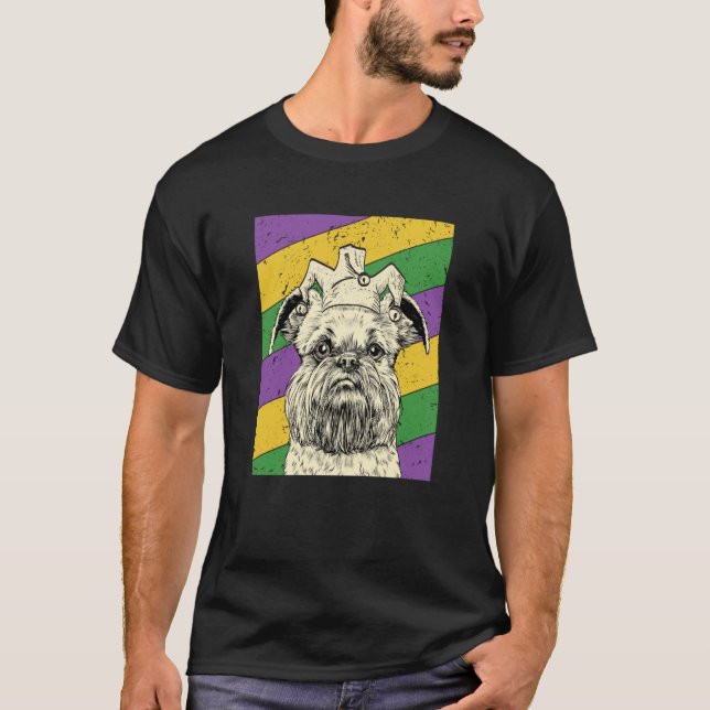 Brussels Griffon Jester Mardi Gras Dog Mum or Dad T-Shirt (Front)
