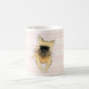 Brussels Griffon Lying Down Watercolour in Pink Coffee Mug