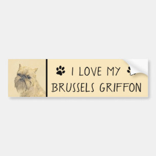 Brussels Griffon Painting - Cute Original Dog Art Bumper Sticker