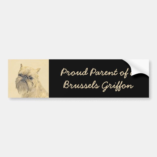Brussels Griffon Painting - Cute Original Dog Art Bumper Sticker (Front)