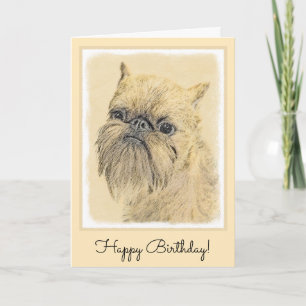 Brussels Griffon Painting - Cute Original Dog Art Card
