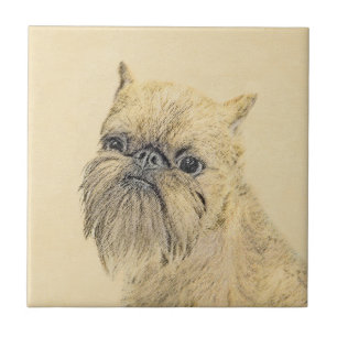 Brussels Griffon Painting - Cute Original Dog Art Ceramic Tile