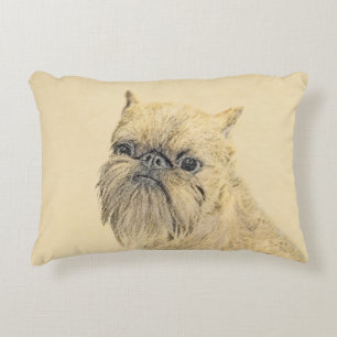 Brussels Griffon Painting - Cute Original Dog Art Decorative Cushion